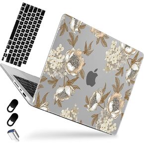 حافظة MEEgoodo لجهاز M3 MacBook Pro مقاس 14 بوصة 2023 2021، غطاء شفاف مناسب للطراز A2918 A2992 A2779 A2442 M2 M1، غطاء بلاستيكي ناعم للكمبيوتر المحمول مقاس 14.2 بوصة، غطاء صلب لجهاز MacBook Pro M3، الفاوانيا الذهبية والفراشات