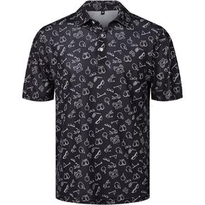 Casual Polo Shirts for Men Short Sleeve Polo Shirts Fashion Print Dry Fit Golf Shirts