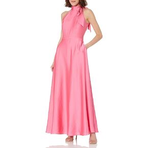 فستان Tahari ASL نسائي بدون أكمام برقبة وهمية وفيونكة جانبية من الساتان in Kuwait