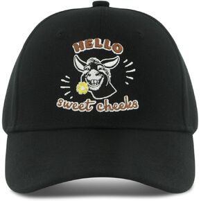 Funny Donkey Trucker Hat Hello Sweet Hats Embroidered Humor Donkey Baseball Cap Adjustable Baseball Caps for Men Unisex Dad Cap Black
