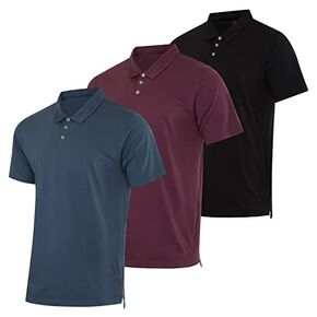 Real Essentials 3 Pack: Men's Jersey Cotton Short Sleeve Polo Shirt - Breathable Performance Polo (Available in Big & Tall)