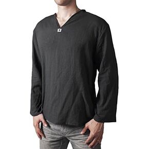 LOFBAZ Men's T-Shirt 100% Cotton Beach Hippie Shirt V-Neck Yoga Tunic Top