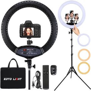 EOTO LIGHT 19 inch LED Ring Light with Tripod Stand, Selfie Ring Light with Touch Panel for Makeup Studio Portrait YouTube Vlog Video Shooting with Carrying Bag and Remote Controller, CRI>97