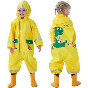 Kids Rain Suit Toddler Girls Boys One Piece Raincoat Waterproof Coverall 3D Cartoon Rain Jacket 1-10 Years