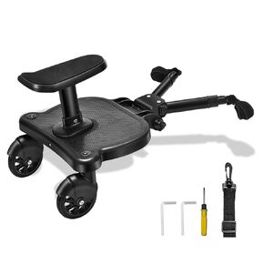 Universal Stroller Board, Buggy Board with Detachable Seat, 2in1 Sit and Stand Stroller Board, Stroller Board Attachment for Toddler, Holds Children Up to 55lbs, Suitable for Most Strollers