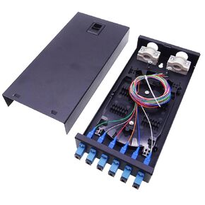 SC Wall Mount Optical Fiber Termination Distribution Box, Full Loaded with SC/UPC Pigtails and Adapters (6 Ports SC/UPC)
