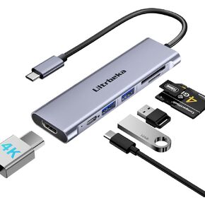 USB C Hub, 7in1 USBC Hub, 4K HDMI Multiport Adapter, TF/SD Card Reader, 2×Powered USB-A 3.0 5Gbps, 100W PD, Dongle Adapter, USB-C Extender Compatible for Type C Ports Laptop,MacBook Pro/Air