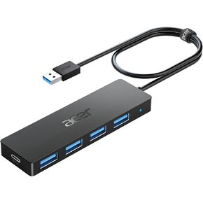 Acer USB C Hub 4 Ports, 4 Port Type C to USB 3.1 Adapter, Ultra Slim Portable USB C to Multiport USB Hub for C Port Laptop, iMac Pro, MacBook Pro, iPad. Windows, Linux, Acer PC, and More(0.7ft)
