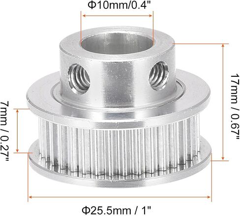 Timing Pulley Aluminium Synchronous Wheels with Screw [for 3D Printer 6mm Width Belts, CNC Machines] - 36 Teeth 10mm Bore/Silver Tone/2 Pcs in Saudi Arabia