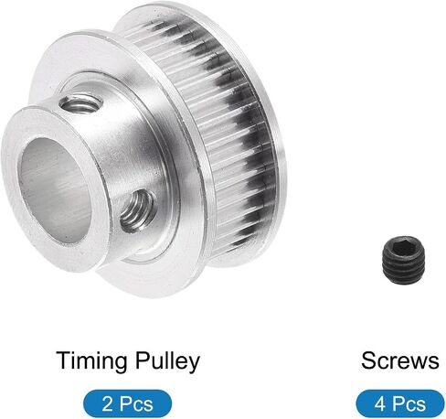 Timing Pulley Aluminium Synchronous Wheels with Screw [for 3D Printer 6mm Width Belts, CNC Machines] - 36 Teeth 10mm Bore/Silver Tone/2 Pcs in Saudi Arabia