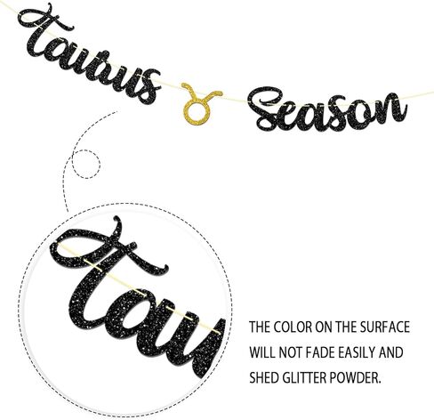 لافتة موسم برج الثور، علامة طاقة برج الثور الكبيرة ديكور الرايات لـ 12 كوكبة تحت عنوان ديكور حفلات أعياد الميلاد، علم التنجيم زودياك لحفلات أعياد الميلاد، إكليل أسود لامع in Kuwait