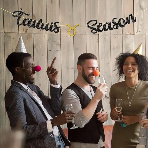 لافتة موسم برج الثور، علامة طاقة برج الثور الكبيرة ديكور الرايات لـ 12 كوكبة تحت عنوان ديكور حفلات أعياد الميلاد، علم التنجيم زودياك لحفلات أعياد الميلاد، إكليل أسود لامع in Kuwait