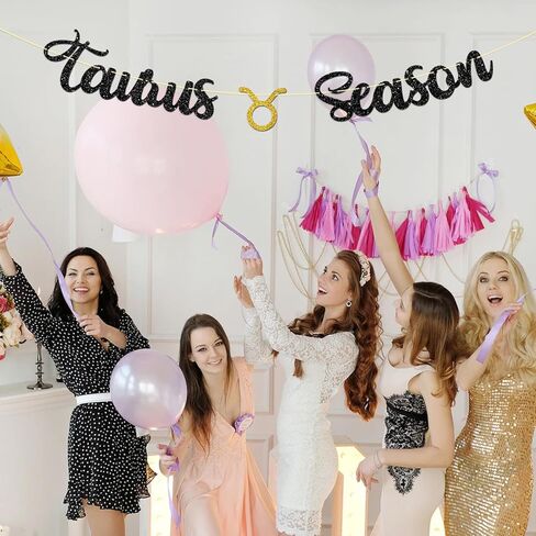 لافتة موسم برج الثور، علامة طاقة برج الثور الكبيرة ديكور الرايات لـ 12 كوكبة تحت عنوان ديكور حفلات أعياد الميلاد، علم التنجيم زودياك لحفلات أعياد الميلاد، إكليل أسود لامع in Kuwait