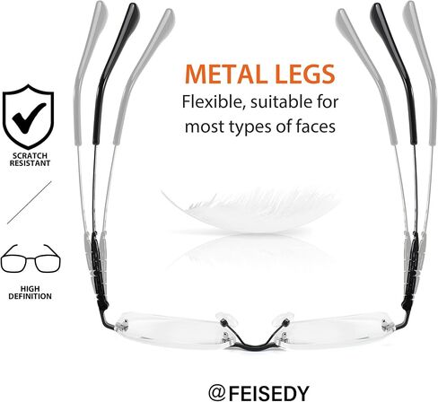 FEISEDY موضة بدون شفة نظارات للقراءة الضوء الأزرق حجب المعادن المضادة للوهج قارئ إجهاد العين الرقمي B2983 in Saudi Arabia