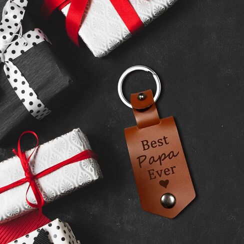 Leather Keychain-Dad Gift-Daddy Gift from Daughter Son-Personalized Present for Christmas Father's Day Birthday in Kuwait