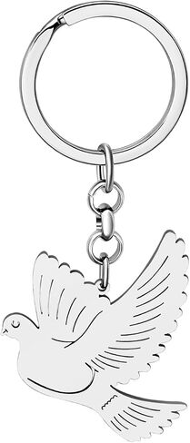 Cute Pigeon Keychain Stainless Steel Birds Decorations Car Key Handbag Keyring Gifts for Women Girls Spring Charms in Saudi Arabia