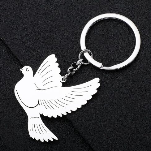 Cute Pigeon Keychain Stainless Steel Birds Decorations Car Key Handbag Keyring Gifts for Women Girls Spring Charms in Saudi Arabia