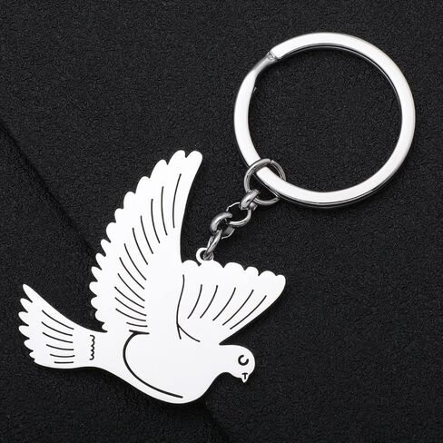 Cute Pigeon Keychain Stainless Steel Birds Decorations Car Key Handbag Keyring Gifts for Women Girls Spring Charms in Saudi Arabia