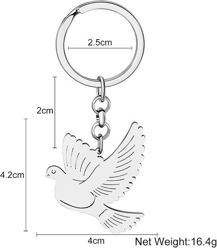 Cute Pigeon Keychain Stainless Steel Birds Decorations Car Key Handbag Keyring Gifts for Women Girls Spring Charms in Saudi Arabia
