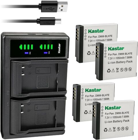 Kastar 2-Pack Battery and LTD2 USB Charger Replacement for Panasonic DMW-BLH7, DMW-BLH7E, DMW-BLH7PP, DMW-BLH7GT Battery, DE-A98, DE-A99 Charger, Panasonic Lumix DMC-LX10, Lumix DMC-LX15 Camera in Kuwait
