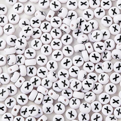 CYEENUT 200pcs Round Letter Beads Small Letter Beads White Black Acrylic Letter Alphabet for Jewelry Making Alphabet Beads (X) in Saudi Arabia