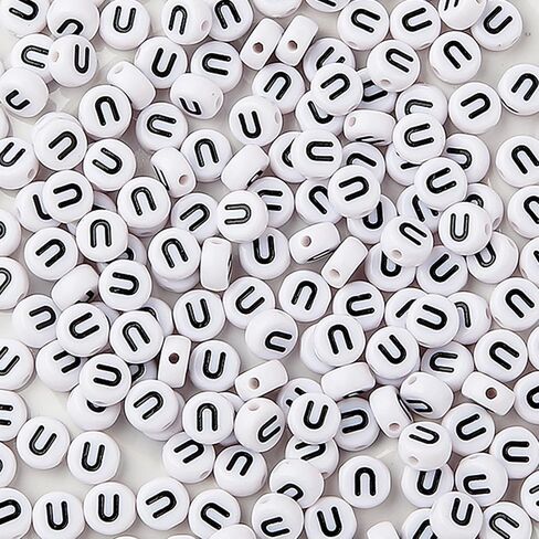 CYEENUT 200pcs Round Letter Beads Small Letter Beads White Black Acrylic Letter Alphabet for Jewelry Making Alphabet Beads (X) in Saudi Arabia