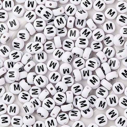 CYEENUT 200pcs Round Letter Beads Small Letter Beads White Black Acrylic Letter Alphabet for Jewelry Making Alphabet Beads (X) in Saudi Arabia