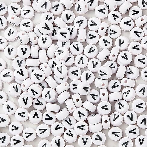 CYEENUT 200pcs Round Letter Beads Small Letter Beads White Black Acrylic Letter Alphabet for Jewelry Making Alphabet Beads (X) in Saudi Arabia