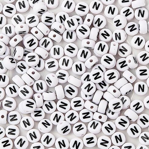 CYEENUT 200pcs Round Letter Beads Small Letter Beads White Black Acrylic Letter Alphabet for Jewelry Making Alphabet Beads (X) in Saudi Arabia