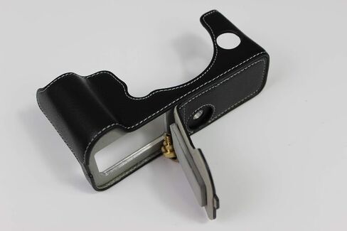 Real Leather Case for FUJIFILM Fuji XT4 X-T4 Bottom Opening Version Protective Half Camera Case Bag with Tripod Design with Hand Strap Black in Saudi Arabia