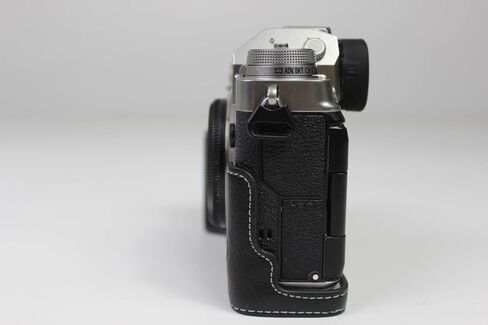 Real Leather Case for FUJIFILM Fuji XT4 X-T4 Bottom Opening Version Protective Half Camera Case Bag with Tripod Design with Hand Strap Black in Saudi Arabia