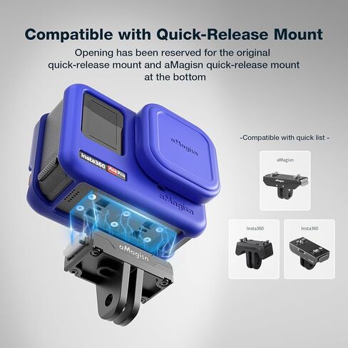 حقيبة حافظة من السيليكون مع واقي شاشة بغطاء عدسة لجهاز Insta360 ACE PRO، غطاء حماية من المطاط الناعم لحماية شاشة LCD الزجاجية (أزرق) in Kuwait