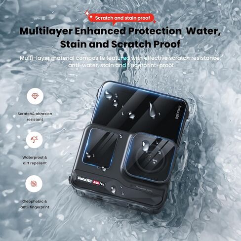 حقيبة حافظة من السيليكون مع واقي شاشة بغطاء عدسة لجهاز Insta360 ACE PRO، غطاء حماية من المطاط الناعم لحماية شاشة LCD الزجاجية (أزرق) in Kuwait