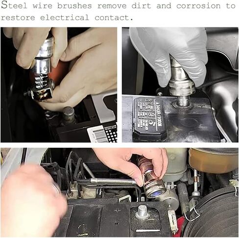 2 PCS Battery Terminal Cleaning Brush, 10 pcs Battery Terminal Anti-Corrosion Fiber Washers, Metal Battery Terminal Cleaning Brush for Car Boat in Saudi Arabia