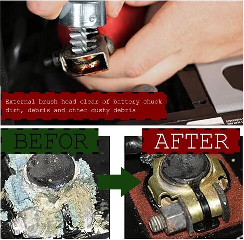 2 PCS Battery Terminal Cleaning Brush, 10 pcs Battery Terminal Anti-Corrosion Fiber Washers, Metal Battery Terminal Cleaning Brush for Car Boat in Saudi Arabia