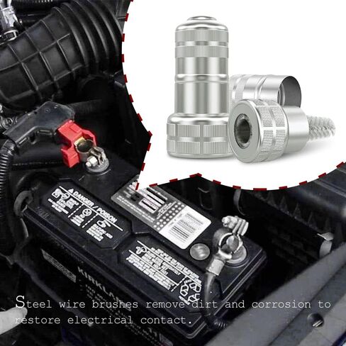 2 PCS Battery Terminal Cleaning Brush, 10 pcs Battery Terminal Anti-Corrosion Fiber Washers, Metal Battery Terminal Cleaning Brush for Car Boat in Saudi Arabia