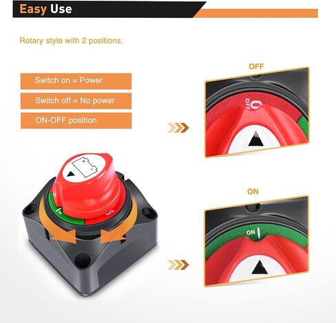 GOOACC Battery Switch On Off 12V 48V Waterproof Heavy Duty Battery Power Cut Off Master Kill Switch Ignition Protected Battery Disconnect Isolator for Car Vehicle RV and Marine Boat, 2 Years Warranty in Saudi Arabia
