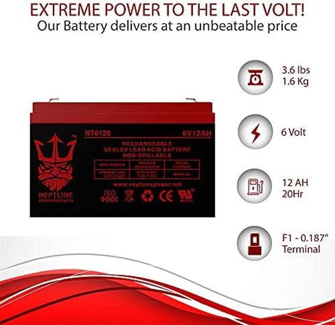 بطارية بديلة نبتون 6 فولت 12 أمبير لـ BP12-6 in Kuwait