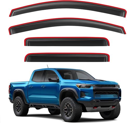 واقيات المطر داخل القناة لسيارة Chevy Colorado/GMC Canyon 2023 2024، وأقنعة تهوية الرياح، وأقنعة النوافذ الجانبية، وانحراف النوافذ المتوافقة مع ملحقات شيفروليه كولورادو/GMC Canyon in Kuwait