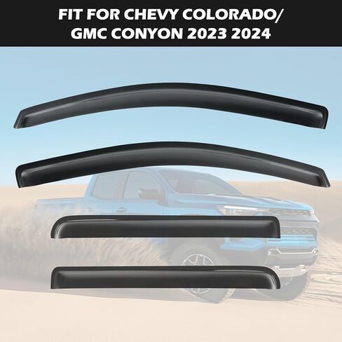 واقيات المطر داخل القناة لسيارة Chevy Colorado/GMC Canyon 2023 2024، وأقنعة تهوية الرياح، وأقنعة النوافذ الجانبية، وانحراف النوافذ المتوافقة مع ملحقات شيفروليه كولورادو/GMC Canyon in Kuwait
