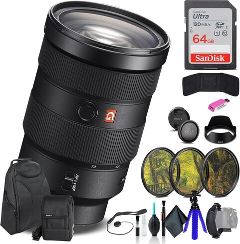 Sony FE 24-70mm f/2.8 GM Lens SEL2470GM, Filter Kit, Backpack, 64GB Card, Card Reader, Flex Tripod, Memory Card Wallet, Cap Keeper, Cleaning Kit, Hand Strap, and More in Saudi Arabia