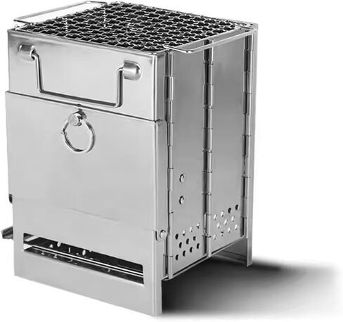 Wood Burning Camping Stove Folding with Pot Stand, Portable Stainless Steel 304# Grill Backpacking Stove for Car Camp Cooking Outdoor (Small) in Saudi Arabia
