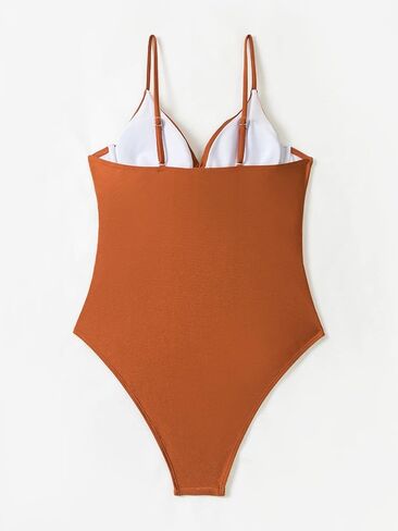 بدلة سباحة نسائية من Verdusa قطعة واحدة مكشكشة من الأمام ورقبة على شكل حرف V ذات قصة عالية in Kuwait