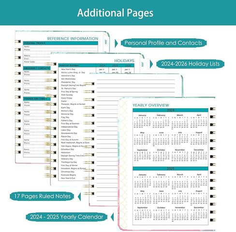 2024 Weekly Planner Spiral Bound, 2024 Calendar 12 Month Weekly And Monthly Planner With Tabs, 2024 Planner Hardcover, Elastic, Back Pocket, Contacts, Holidays, Notes, Black Floral Design in Saudi Arabia