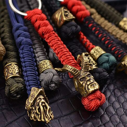 TECEUM Paracord Beads – Characters Warrior, Skulls & Animals – 1 pcs – Unique Handmade Golden Charm for Jewelry Making and Crafting – Antique Brass Metal Charms in Kuwait
