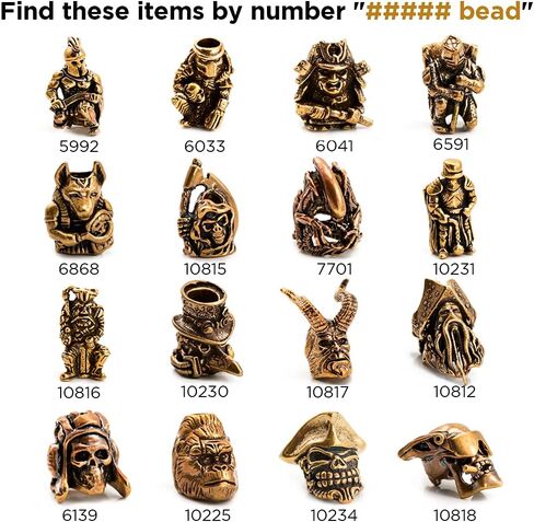 TECEUM Paracord Beads – Characters Warrior, Skulls & Animals – 1 pcs – Unique Handmade Golden Charm for Jewelry Making and Crafting – Antique Brass Metal Charms in Kuwait