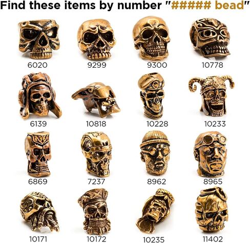 TECEUM Paracord Beads – Characters Warrior, Skulls & Animals – 1 pcs – Unique Handmade Golden Charm for Jewelry Making and Crafting – Antique Brass Metal Charms in Kuwait