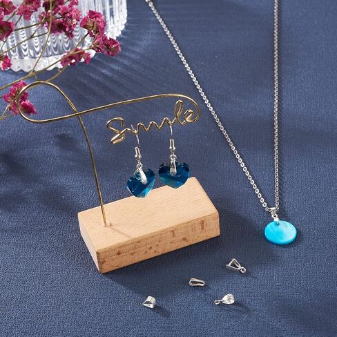 Cheriswelry 12Pcs/Box Pendant Bails Jewelry Making Kit with 925 Sterling Silver Snap on Bails Ice Pick Pinch Bails Clasp Dangle Charm Pendant Connector Bails 4-12mm for Jewelry Making in Saudi Arabia