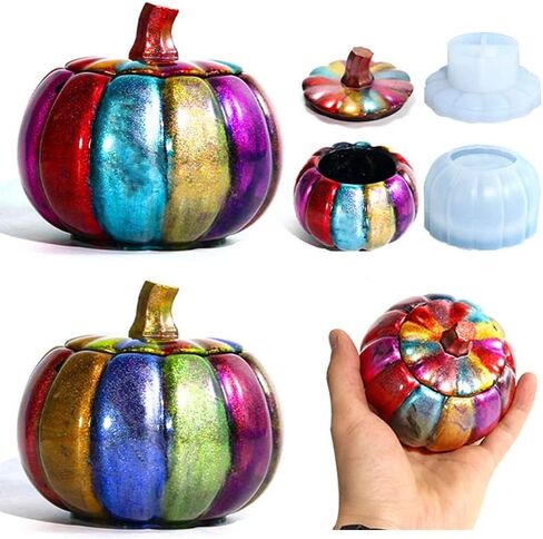 صندوق تخزين اليقطين قالب راتنج السيليكون مع أغطية على شكل جرة زجاجة على شكل يقطين، قوالب صب سيليكون إيبوكسي للمجوهرات والحلي وحامل حاوية الحلي، صناعة يدوية ثلاثية الأبعاد in Kuwait