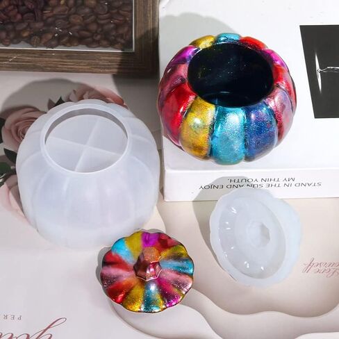 صندوق تخزين اليقطين قالب راتنج السيليكون مع أغطية على شكل جرة زجاجة على شكل يقطين، قوالب صب سيليكون إيبوكسي للمجوهرات والحلي وحامل حاوية الحلي، صناعة يدوية ثلاثية الأبعاد in Kuwait